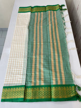 Cotton silk check saree with zari border MS6754