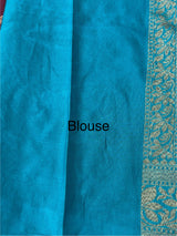 Banarasi viscose Georgette saree MKGS611- Wine to CobaltBlue