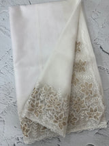 Soft organza saree with sequins cutwork borders- MCW541 - White