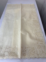 Striped Mul chanderi saree with applique borders MSH987 - Pale Yellow