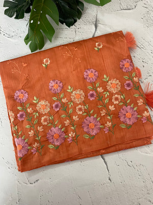 Art tussar saree with embroidery MST677