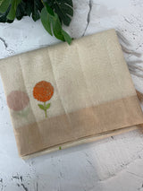 Tissue linen saree with embroidery MSL845