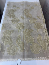 Organza saree with tissue applique work MS5081- CloudGrey