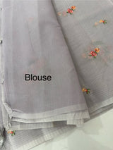 Lightweight NetKota saree with cross stitch embroidery MS143 - Lavender