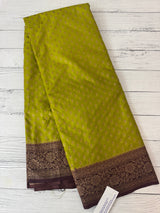 Banarasi viscose Georgette saree MKGS611- ParrotGreen to Coffee