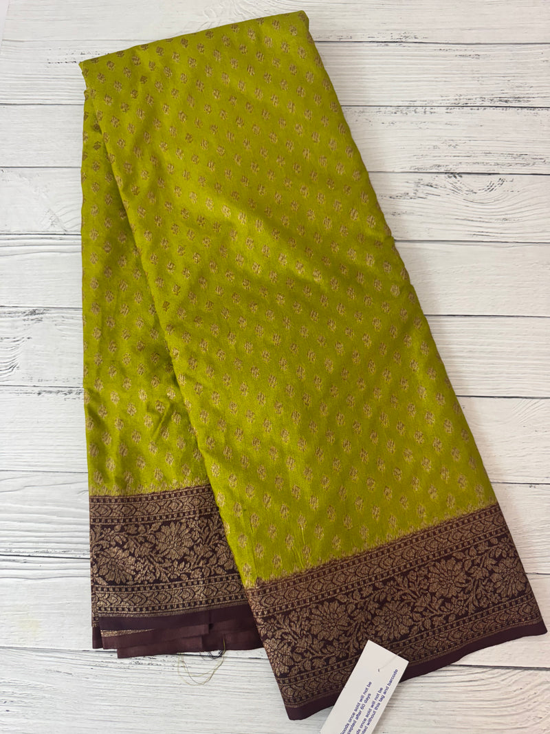 Banarasi viscose Georgette saree MKGS611- ParrotGreen to Coffee