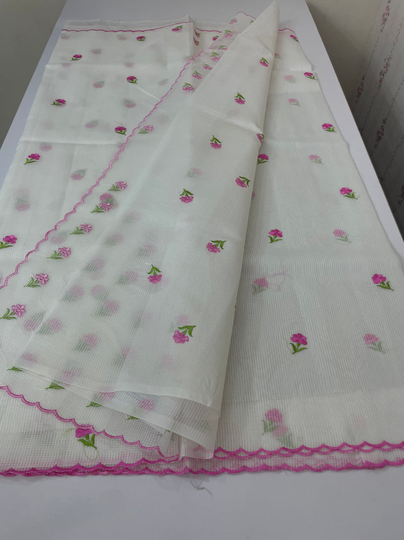 NetkKota saree with embroidery MS6868- Pink