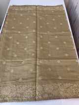 Malai chanderi saree with embroidery work MSM890 Chiku