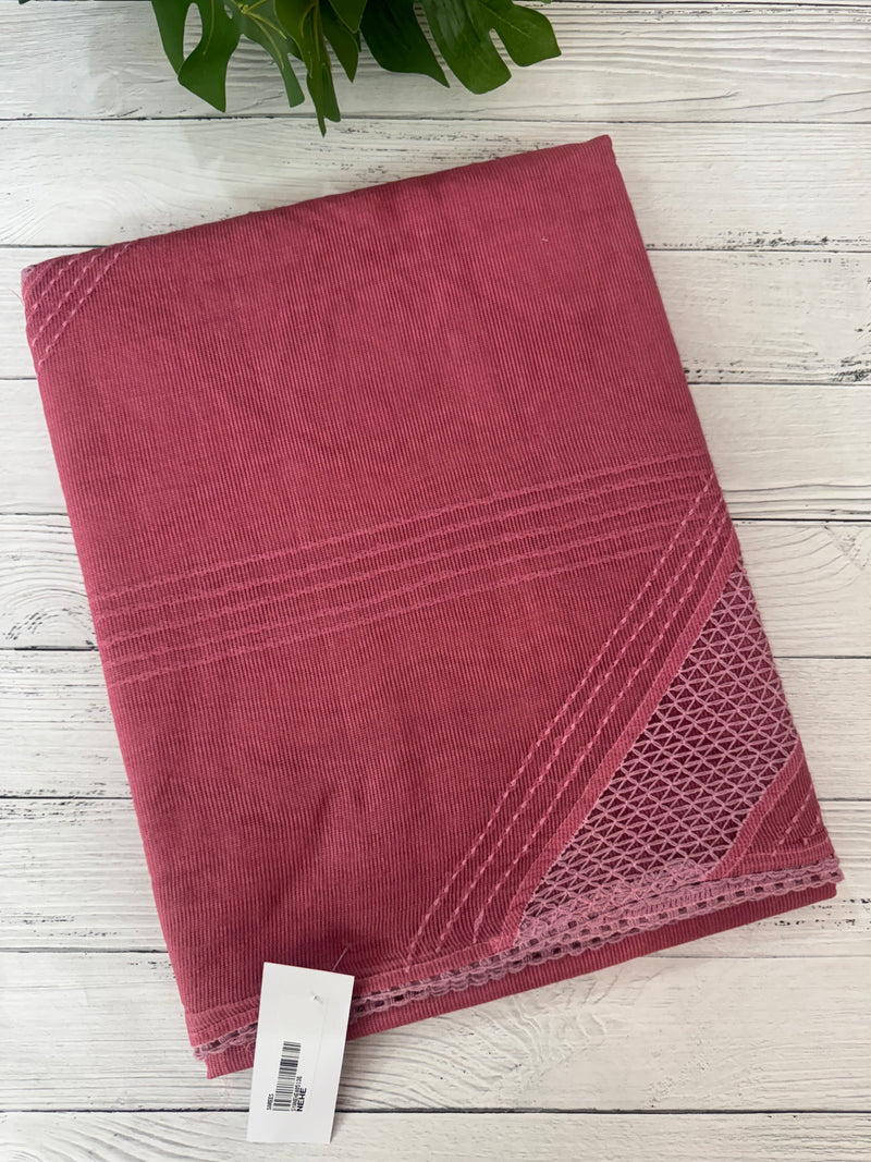 Supernet saree with crochet work and lace border MCJ5433 - PeachyPink (Design - Diagonal Crochet)