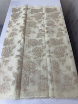 Premium Organza saree with tissue appliqué work - MMG311 - Offwhite