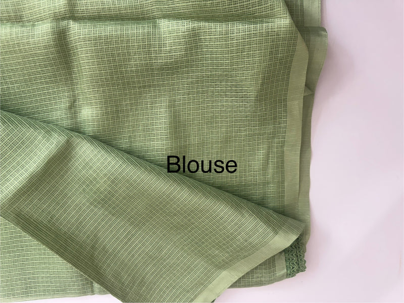 Kota checks saree with embroidery SVTS34- Green