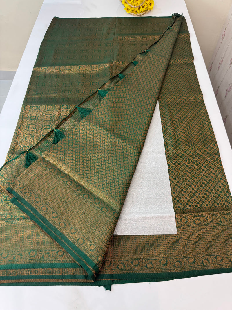Brocade soft silk saree in copper zari weaving  MS6771