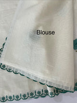 Mul chanderi embriodery saree with scalloped borders MSH290