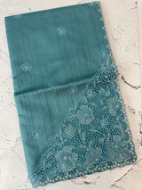 Cutwork Semi tussar saree MTSS674 Blue