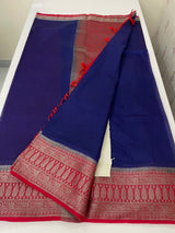Jute silk sarees with contrast pallu & blouse MJL399