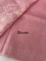 Tissue mix soft Organza saree with applique work MSCK38 Pink