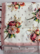 Digital printed & embroidered semi Linen Saree MLS616 (1)