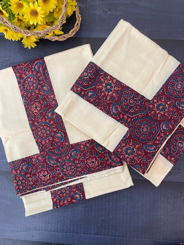 Single SETMUND with blouse - Ajrakh prints