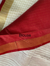 Blended checks tussar saree MKT122 - Red