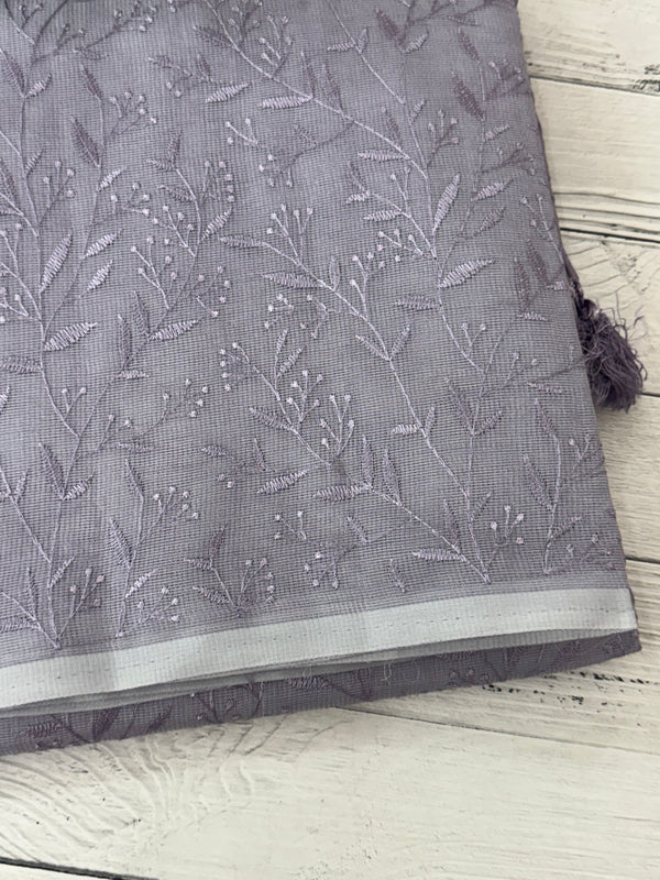 Supernet embriodery saree MS7854- DuskyLavender