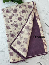 Kota checks 3D printed saree MSD543 - Purple
