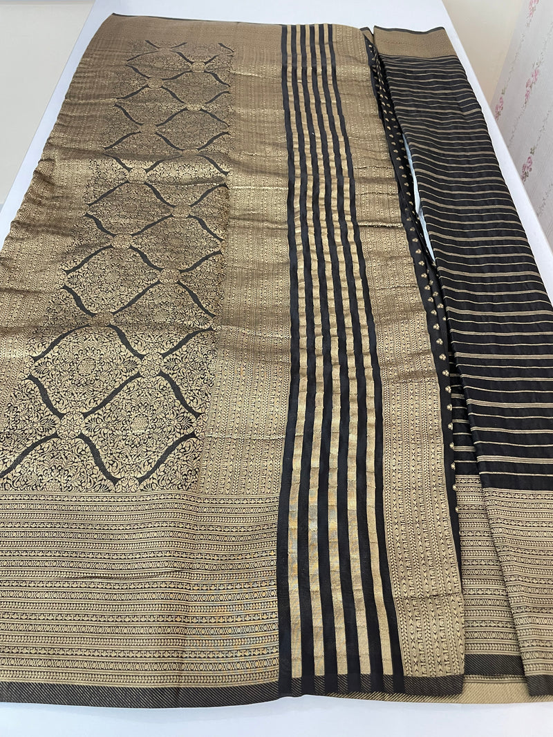 Semi banarasi Georgette saree - SYACNNR Black