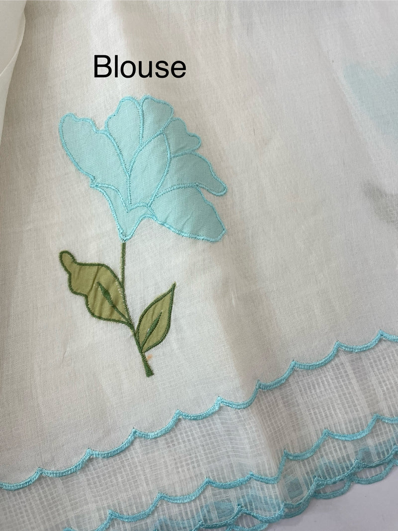 Kota silk cotton saree with applique work MS81789