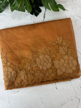 Soft organza saree with applique work - MCW543 DuskyMustard