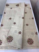 Blended soft tussar silk saree MS90543 (1)- Cream
