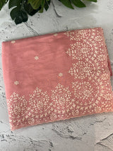 Soft Chanderi saree with  embroidery borders- MCK77 PeachPink