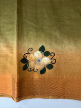 Checks Semi tussar saree with hand painting MS3432