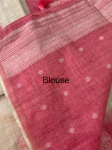 Art tussar saree with contrast blouse MSA37 - Pink