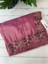 Crush Organza cutwork & embroidery saree MS7544- Pink