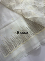 Semi organza saree with thread work - MSH910 Offwhite