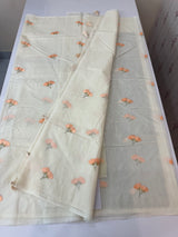 Mul chanderi saree with embriodery MSH114- Peach flowers