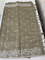 Soft crepe tussar silk saree with embroidery and cutwork MSH199