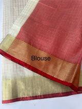 Semi silk saree with zari checks SHMIYR