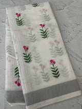 Semi linen saree with digital prints  MLS8766 - Pink Blossom