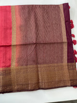 Soft silk sarees with contrast pallu & blouse MJL890