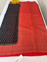 Banarasi viscose Georgette saree MKGS611- Black to Red