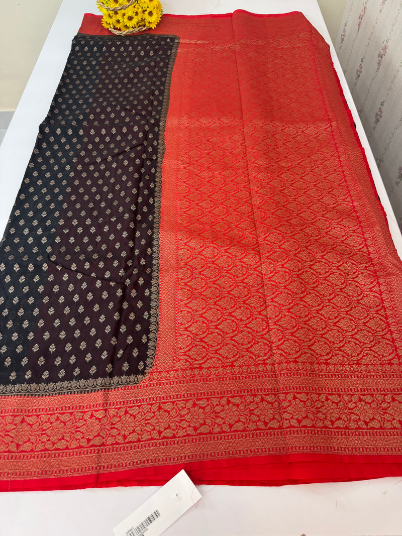 Banarasi viscose Georgette saree MKGS611- Black to Red