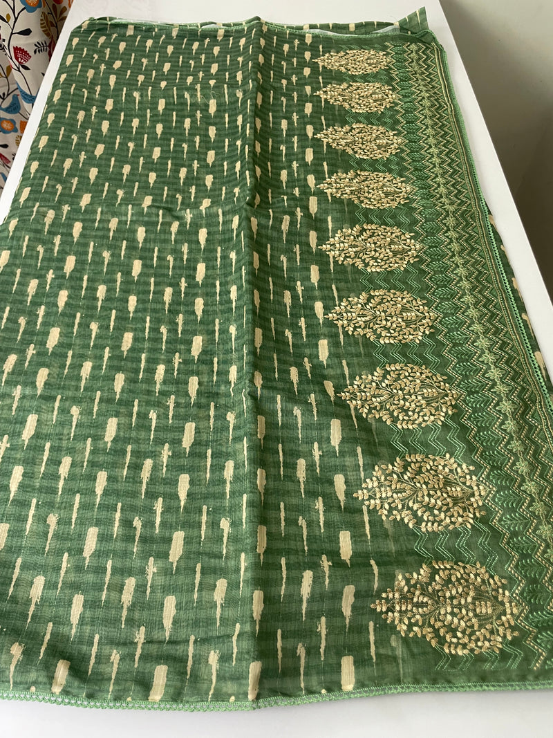 Embriodery semi soft chanderi saree MCLJ215