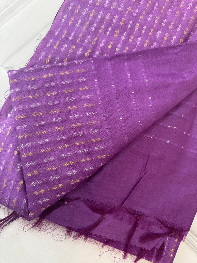 Semi tussar saree with thread work SBHMSH Violet