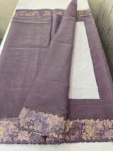 Soft Organza saree with cutwork tissue applique borders - MCW765