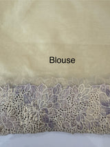 Soft Organza saree with cutwork tissue applique borders - MCW765 ButterCream