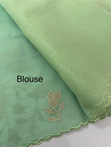 Moonga Kota checks saree with applique work MMC457 PistaGreen
