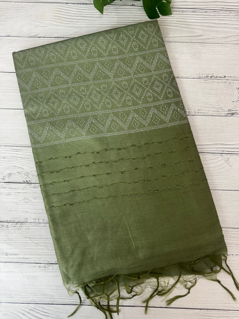 Bhagalpuri Semi tussar saree MS871- LeafGreen