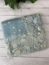 Tissue Organza saree with embroidery work MS15727 - PastelBlue