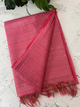 Brocade Bhagalpuri Semi tussar saree with silver zari weaving MS8789 - PeachyPink