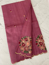 Blended art tussar silk saree with embroidery- MS1090 DarkOnion